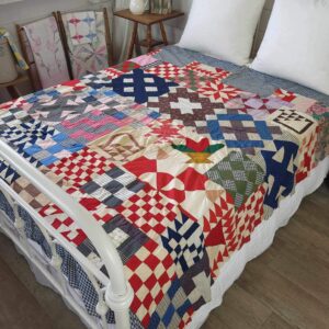 Antique 1880s SAMPLER QUILT TOP Great Fabrics