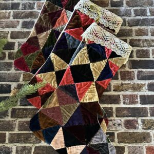 Vintage Christmas Stockings Victorian Silk Velvet Crazy