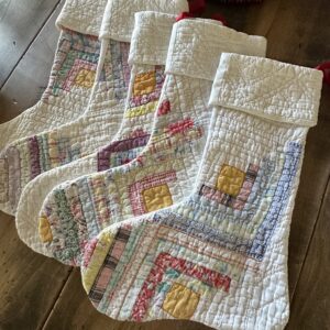 Vintage Christmas Stockings Log Cabin Left Facing