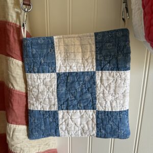 antique indigo blue and white cross body bag tote