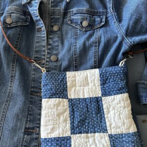 Lovely 1880s Blues Vintage CrossBody 9 Patch QUILT Bag
