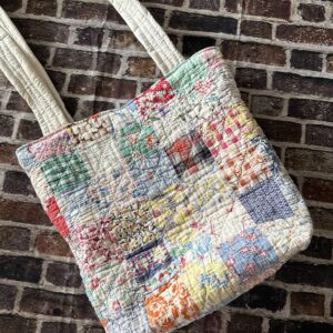 one patch vintage quilt tote bag