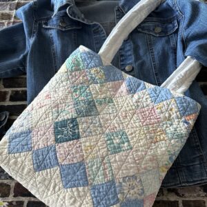 Pretty Pastels! Vintage Quilt Market Tote Bag Irish Chain