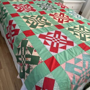 Beautiful Vintage 1950s Quilt Top Railroad Crossing Variation