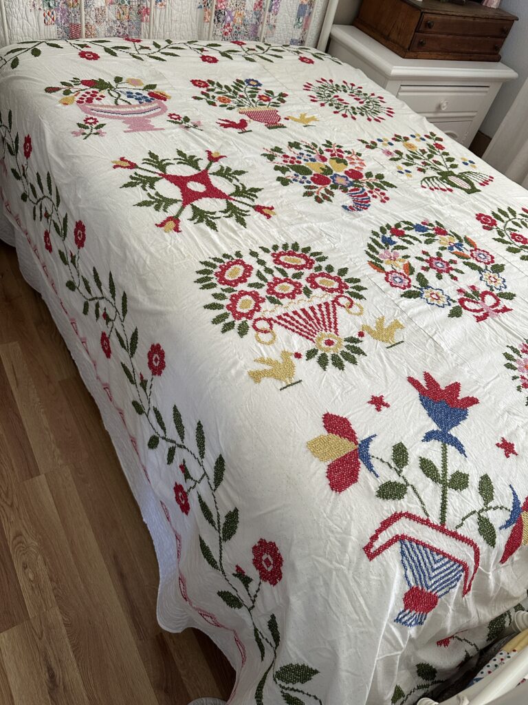 baltimore album cross stitch vintage quilt top