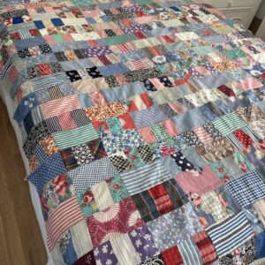 feedsack vintage quilt top 1940s brick wall