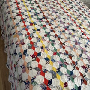 Fantastic Tiny Touching Stars! Vintage 1940s Quilt Top