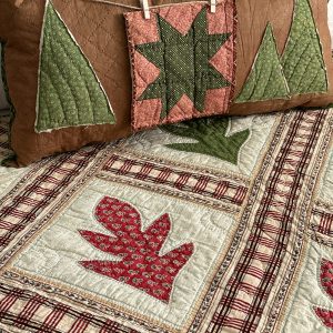 vintage quilt pillow for cabin decorating