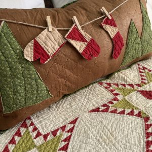 vintage quilt pillow Christmas decor