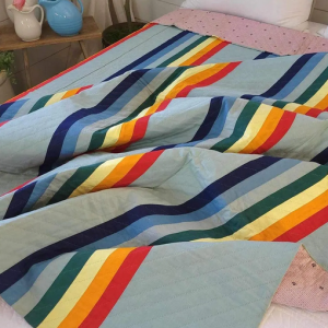 Antique Mennonite Rainbow Bars Quilt
