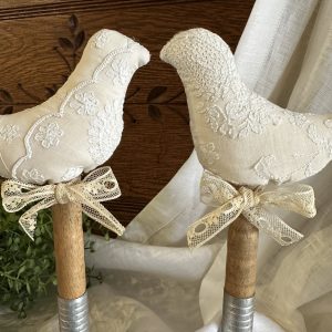 Antique Lace Birds on a Wooden Spool